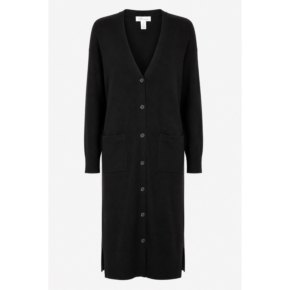 Nordstrom Signature Cashmere Cotton Long Duster Cardigan‎ Black NWT Classic Luxe